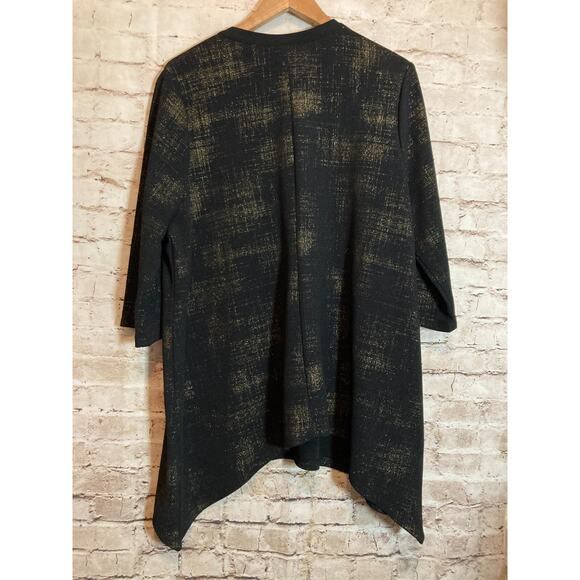 Catherines Tunic Top Womens 1X Black & Gold Glitter Speckled Asymmetric Hem Plus - Picture 3 of 13